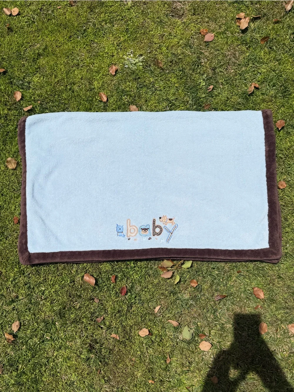 Y2K Carter’s Baby Puppy Embroidered Plush Security Blanket Blue Brown 37x60 GUC
